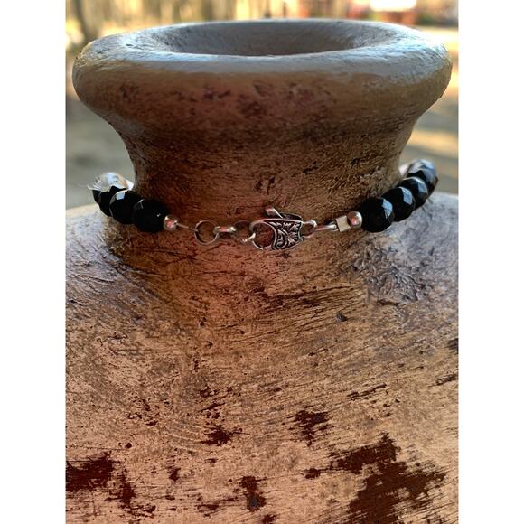 Sterling Silver, Black Onyx and Pearl Necklace by DGS - Picture 5 of 6